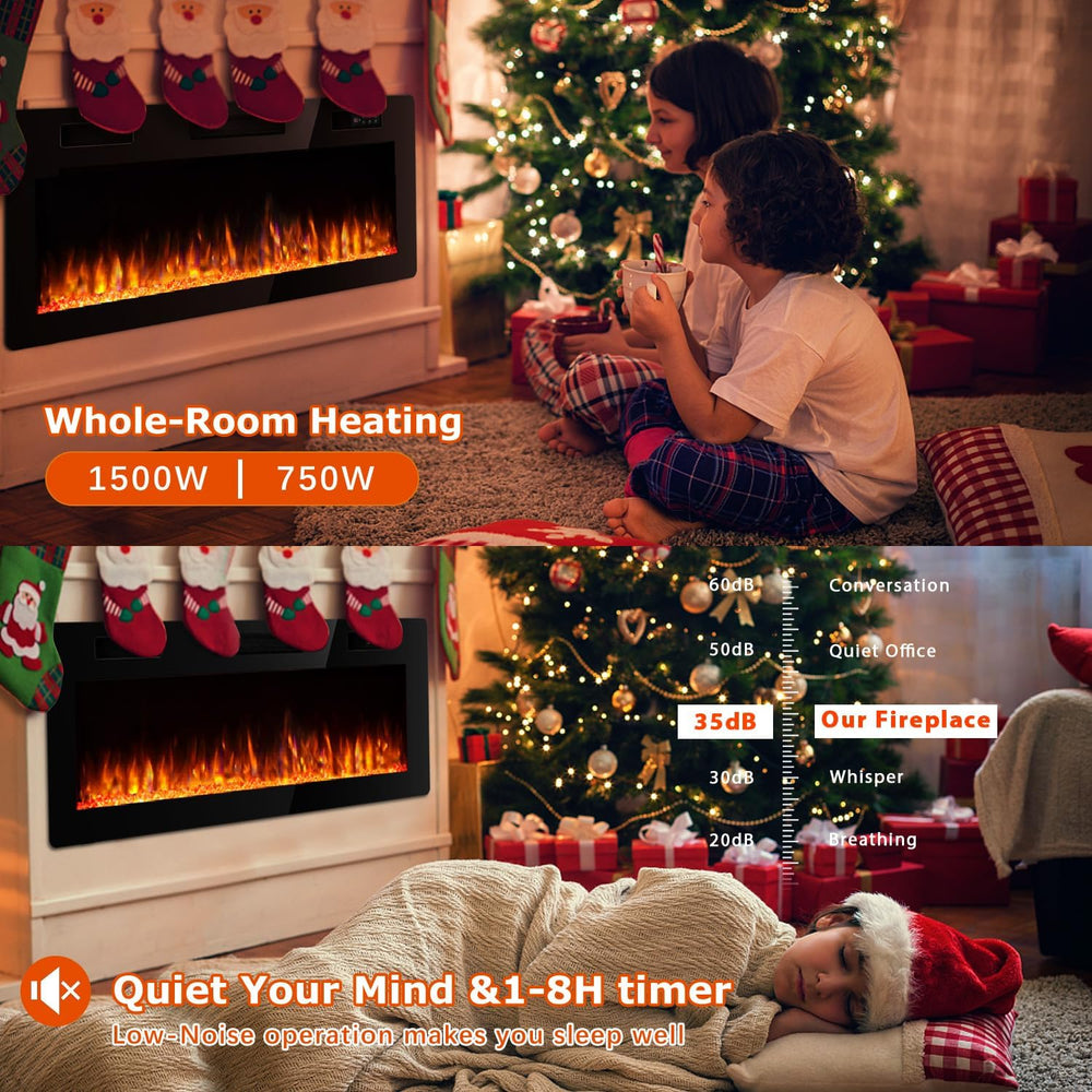 Vitesse 72 Inch Ultra Thin Electric Fireplace-Narrow Bezel Linear Fireplace H...