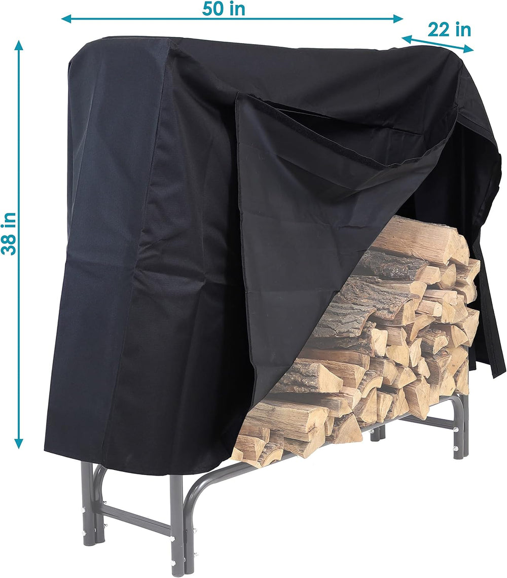 Sunnydaze 4-Foot Firewood Log Rack Cover, Black