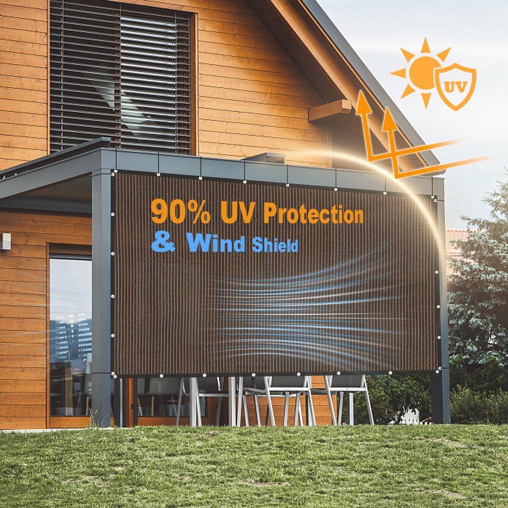 VICLLAX 90% Shade Fabric Sun Shade Cloth Privacy Screen with Grommets for Pat...
