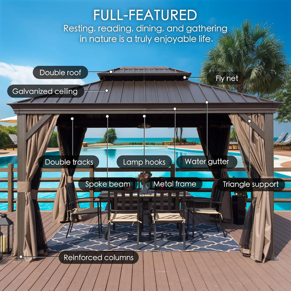 Kozyard Alexander 12' x 18' Hardtop Gazebo, Aluminum Frame
