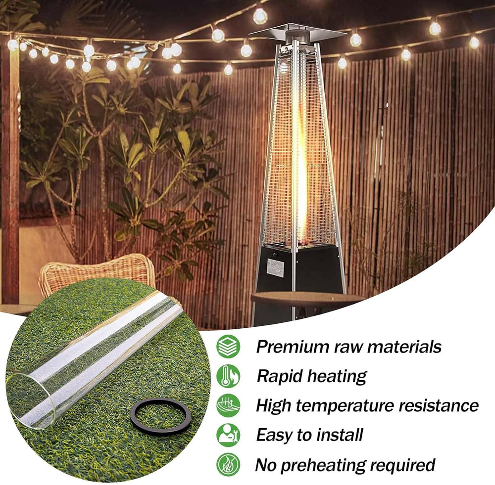 Patio Heater Glass Tube Replacement,49.5" Tall 4" Diameter with Sil...