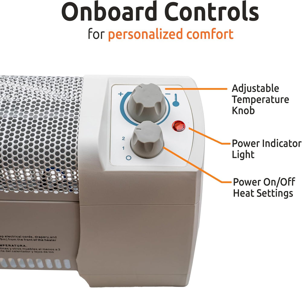 EZ-HEAT 1,500 Watt Baseboard Space Heater with Adjustable Thermostat, Dent-Pr...