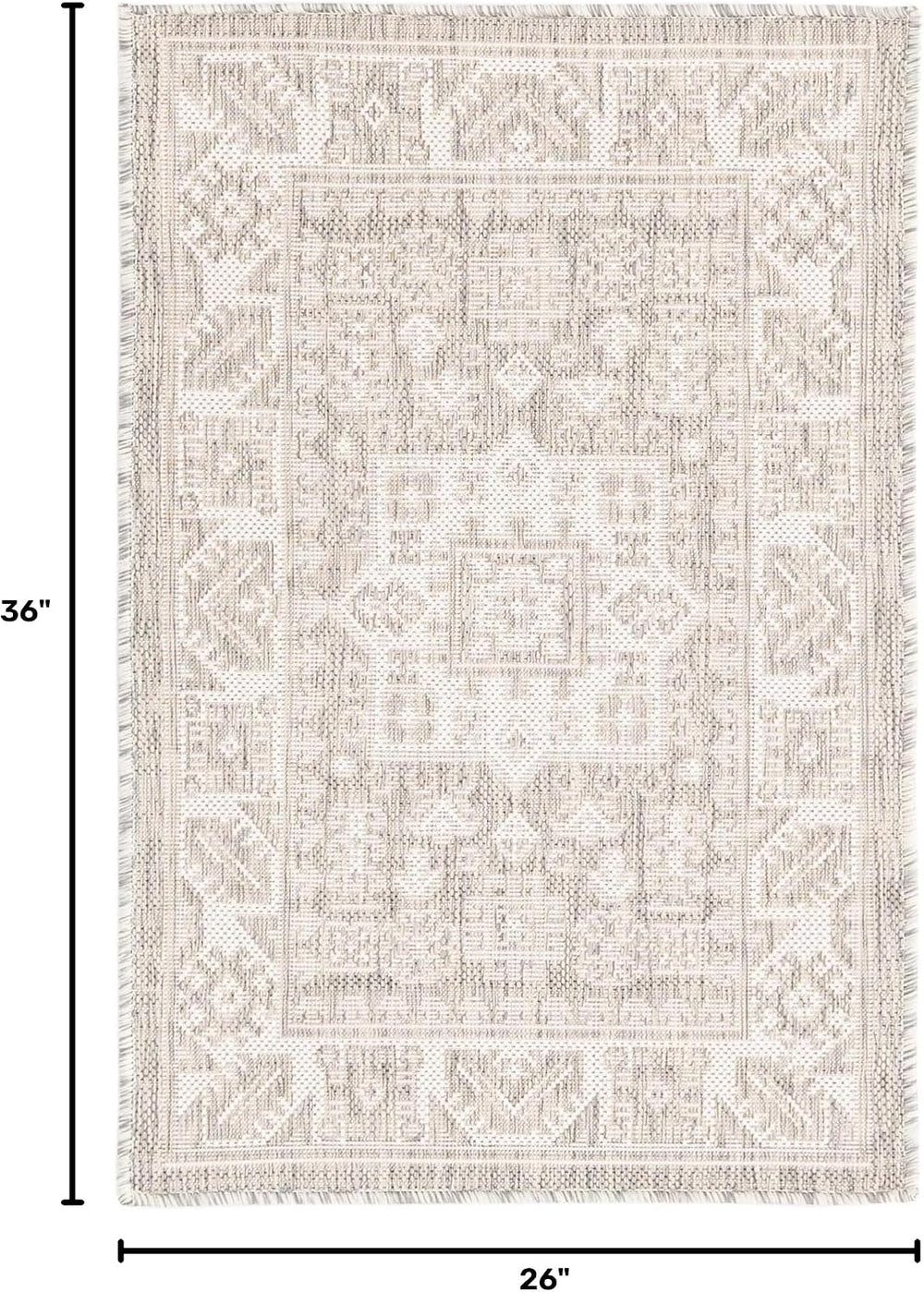 Rugs.com - Outdoor Aztec Rug – 2' x 3' 1 Light Gray Indoor/Outdoor Ru...