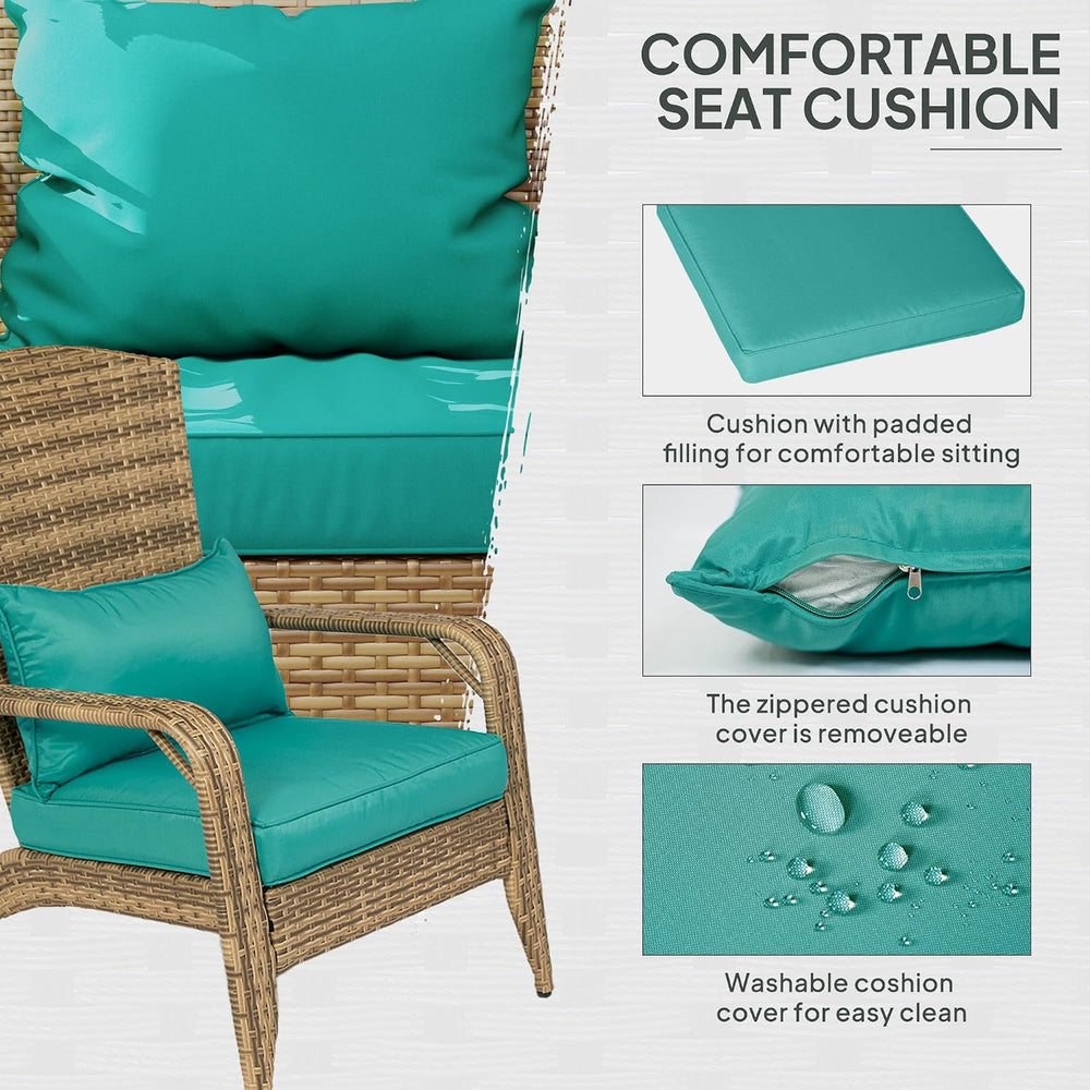 Outsunny Patio Wicker Adirondack Chair Outdoor Sky Blue