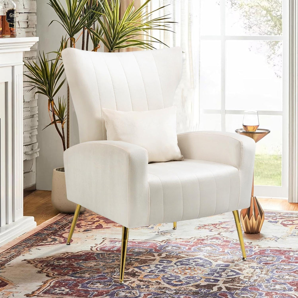 Velvet Accent Chair for Living Room Bedroom, Modern Arm Chair with Wingback &...