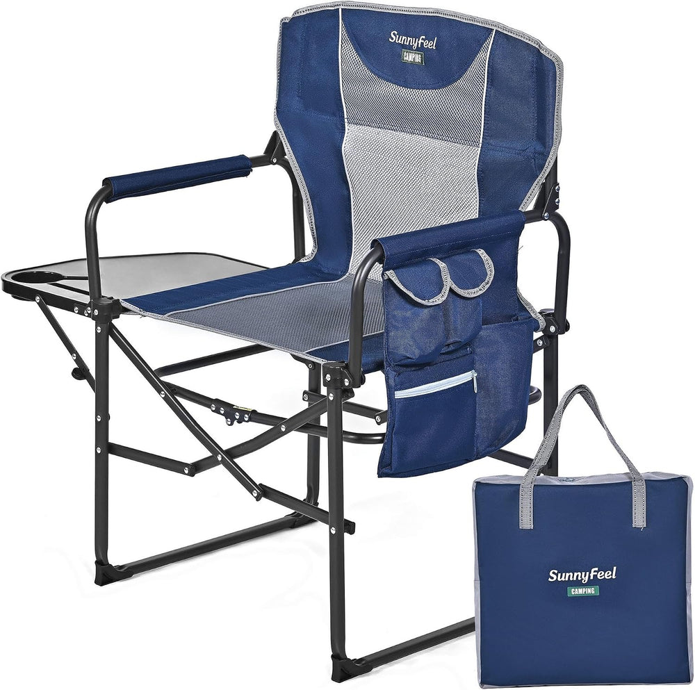 SUNNYFEEL Oversized Camping Chair Portable Directors Chairs with Side Table