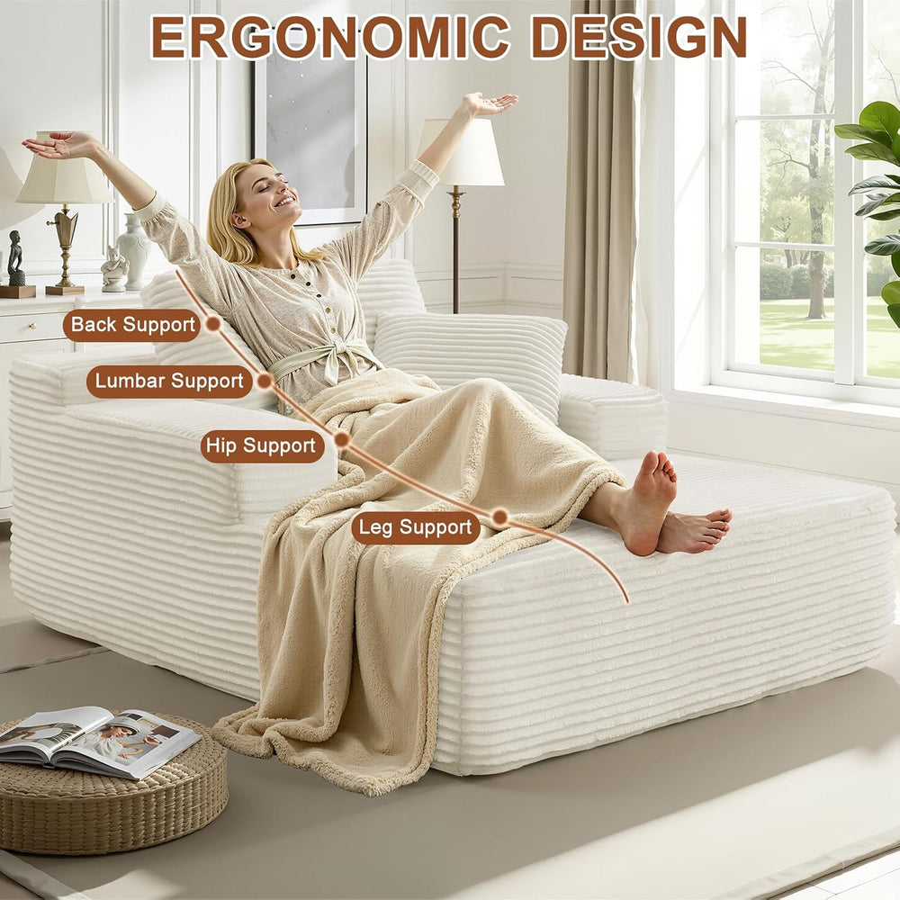 67.5 Inch Oversized Indoor Chaise Lounge, Sofa Bed, Living Room Sofa, Corduro...