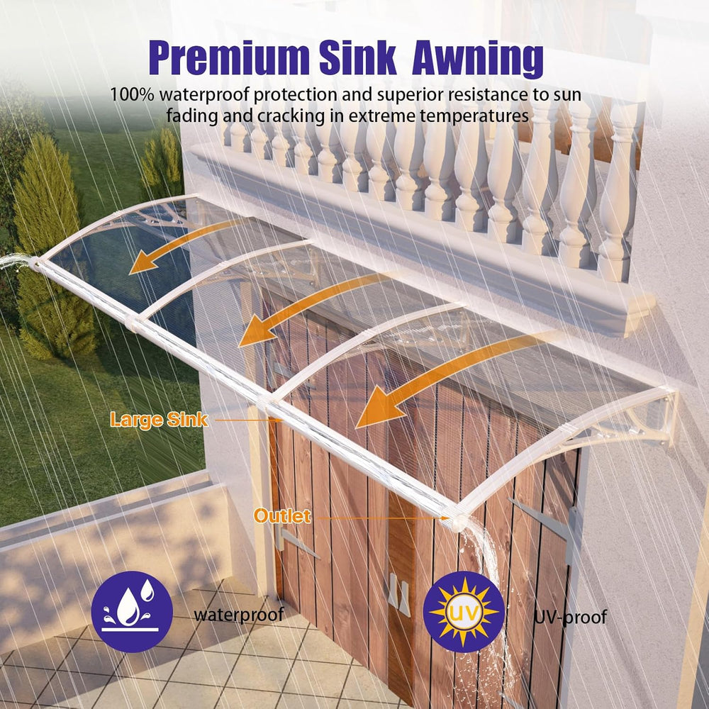 32" x 80" Window Door Awning Canopy Exterior with Drainage