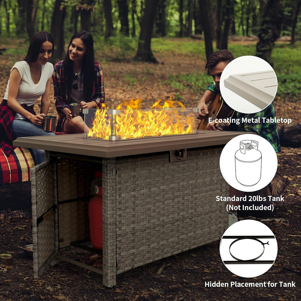 WAROOM Patio Furniture Set 4 Piece Outdoor Wicker Conversation Sets PE Rattan...