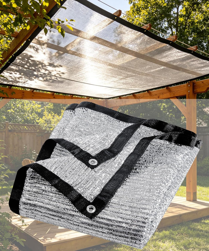 85% Aluminet Shade Cloth with Grommets, Reflective Shade Cover 10 X 10FT