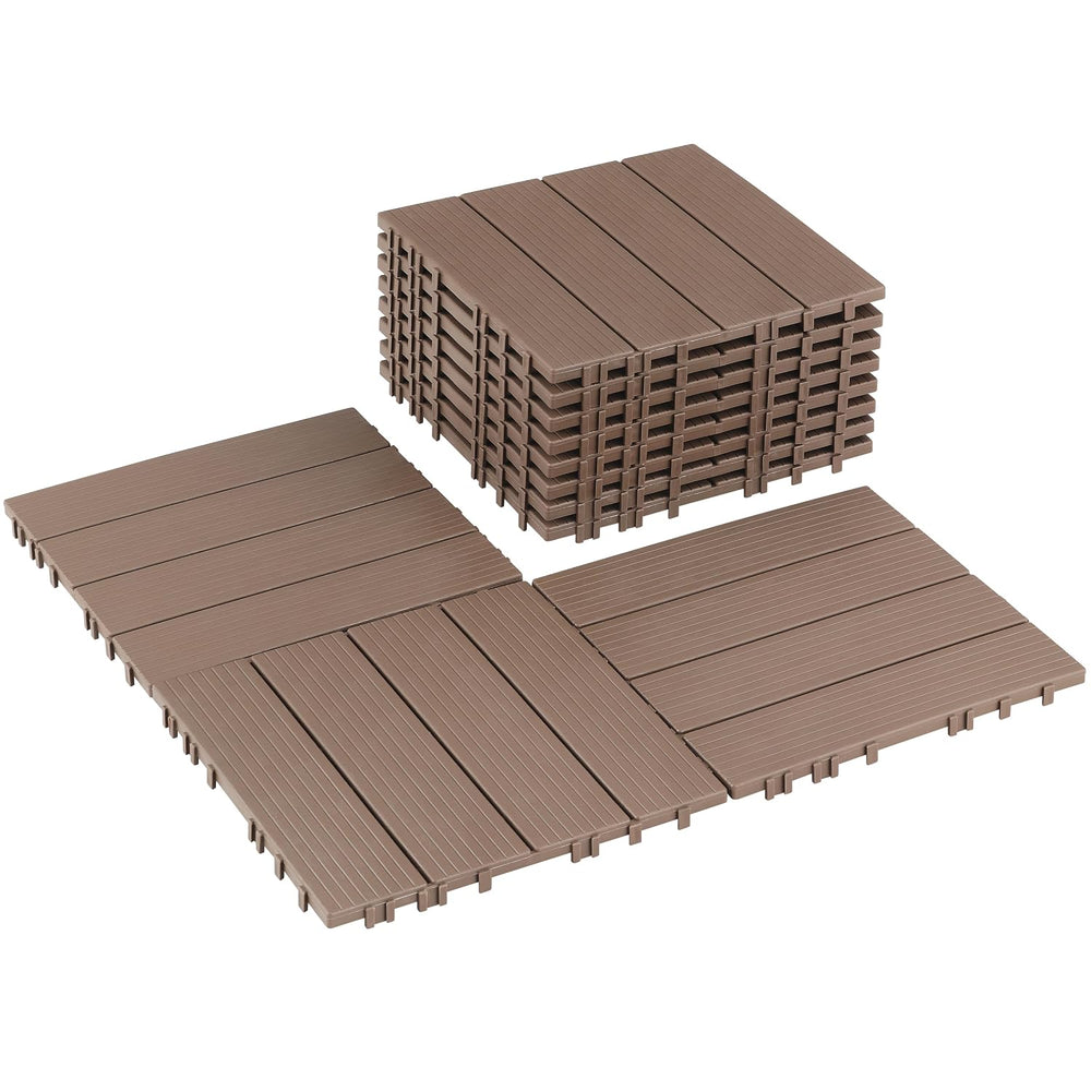 9 PCS Plastic Interlocking Deck Tiles - 12" x 12" Waterproof Indoor...