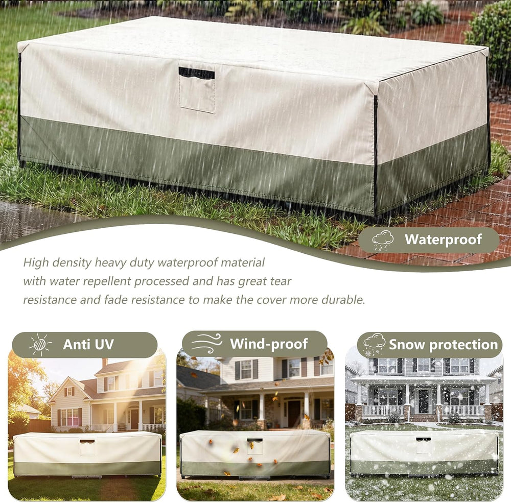 Bitubi Rectangular Patio Table Cover - Heavy Duty 600D Tough Canvas Waterproo...