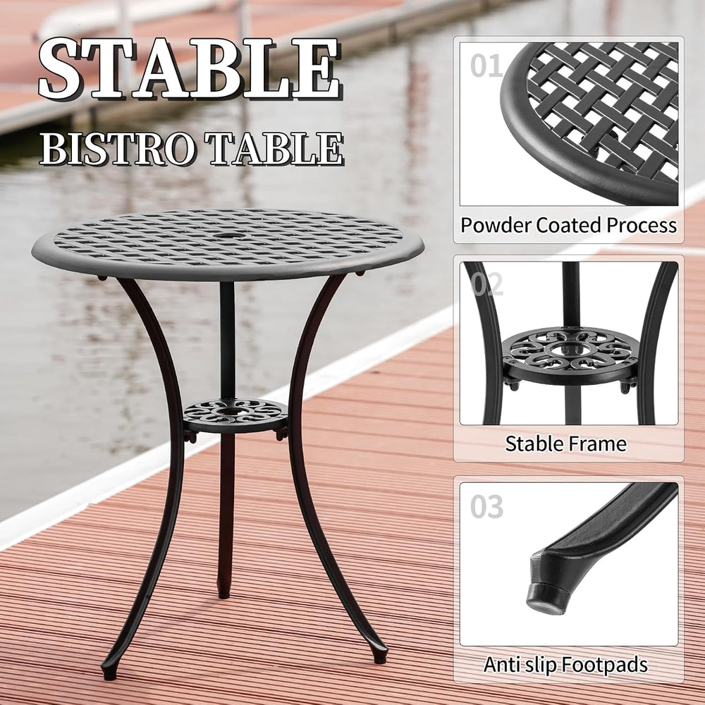 3 Piece Patio Bistro Set with Cushions, Outdoor Bistro Table and Chairs Set o...
