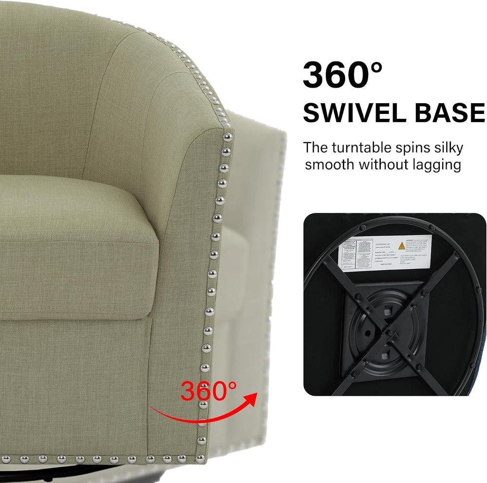 Mid-Century Modern Swivel Barrel Accent Chair, Light Camel, Set of 1
