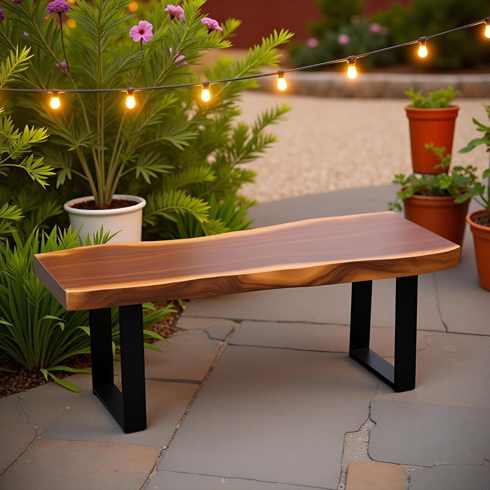 Solid Wood Bench Live Edge 39"x13"x18"H Rectangle Wooden Entry...