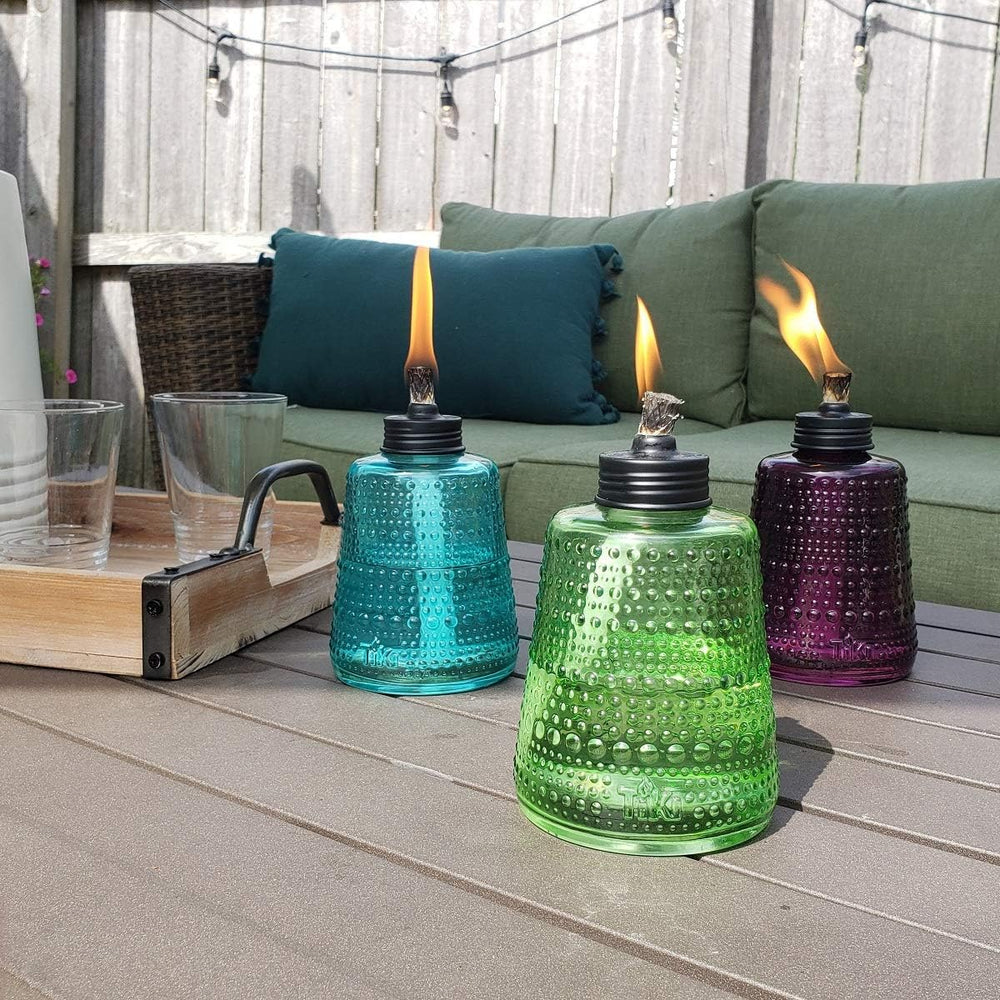 TIKI Carnival Glass Tabletop Torches, 3-Pack – Decorative Outdoor Tabletop TI...