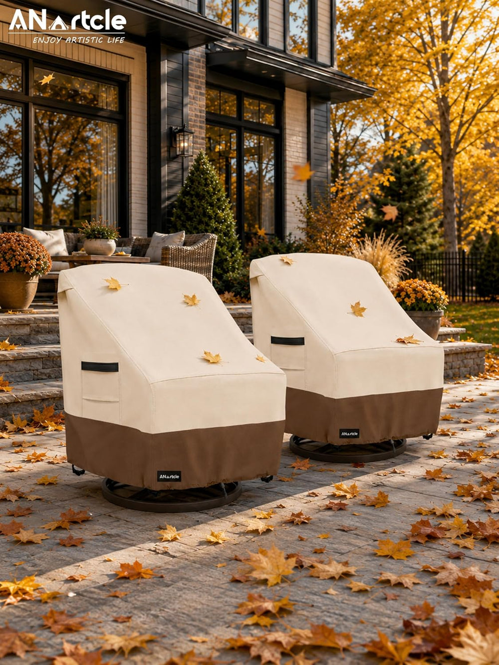 ANartcle Outdoor Swivel Lounge Chair Cover 2 Pack,600D Waterproof Heavy Duty ...