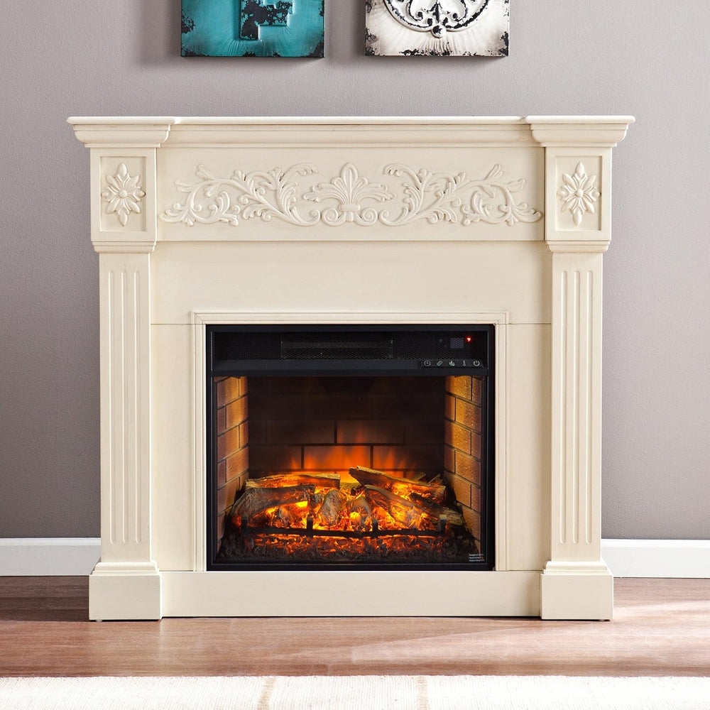 SEI Furniture Southern Enterprises Calvert Carved Electric Fireplace, Espress...
