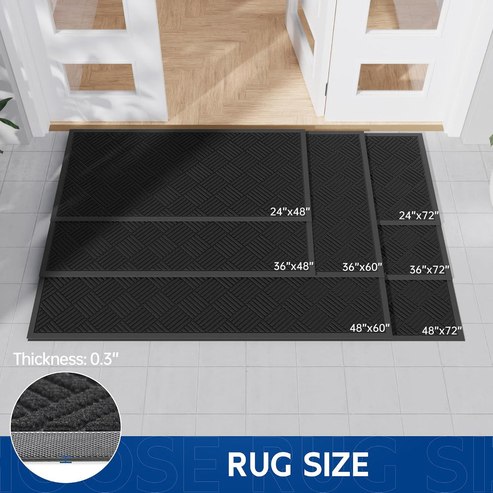Durable Indoor Outdoor Door Mat, 3' x 6' Heavy Duty Front Door Mat fo...