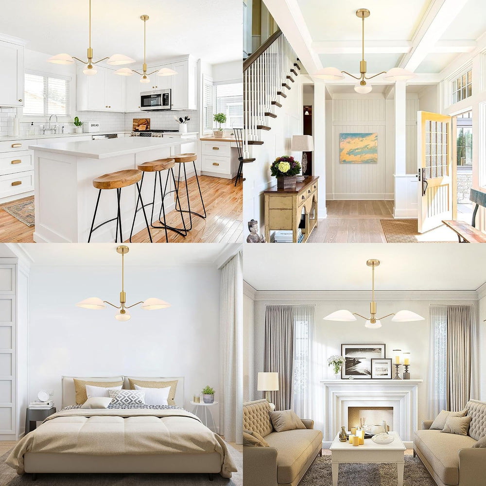 MEXO Modern Glass Chandeliers, Sputnik Chandelier Gold Pendant Lighting Fixtu...