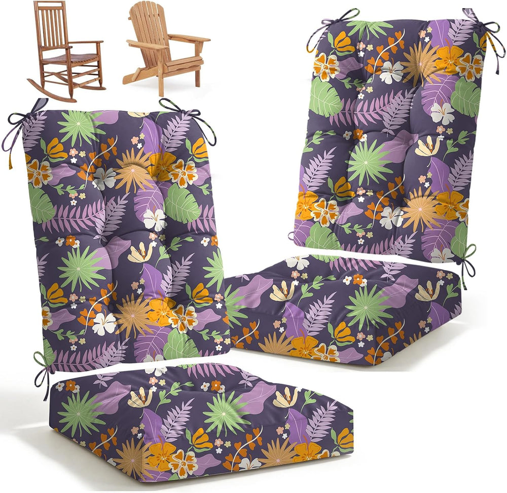 Outdoor Waterproof Rocking Chair Cushions Set of 2, Premium Oxford Patio Chai...