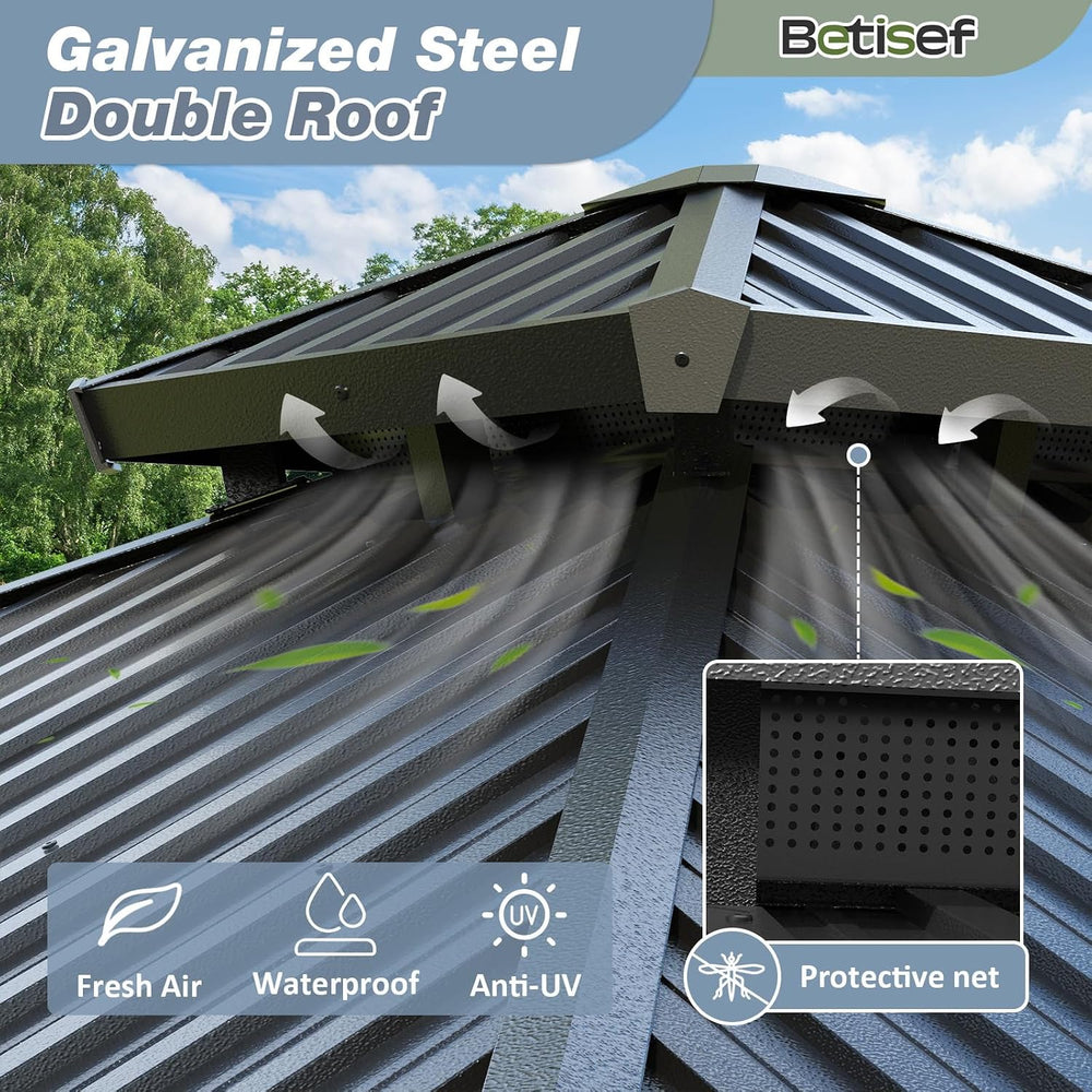 8x8 FT Hardtop All-Aluminum Gazebo Dark Gray