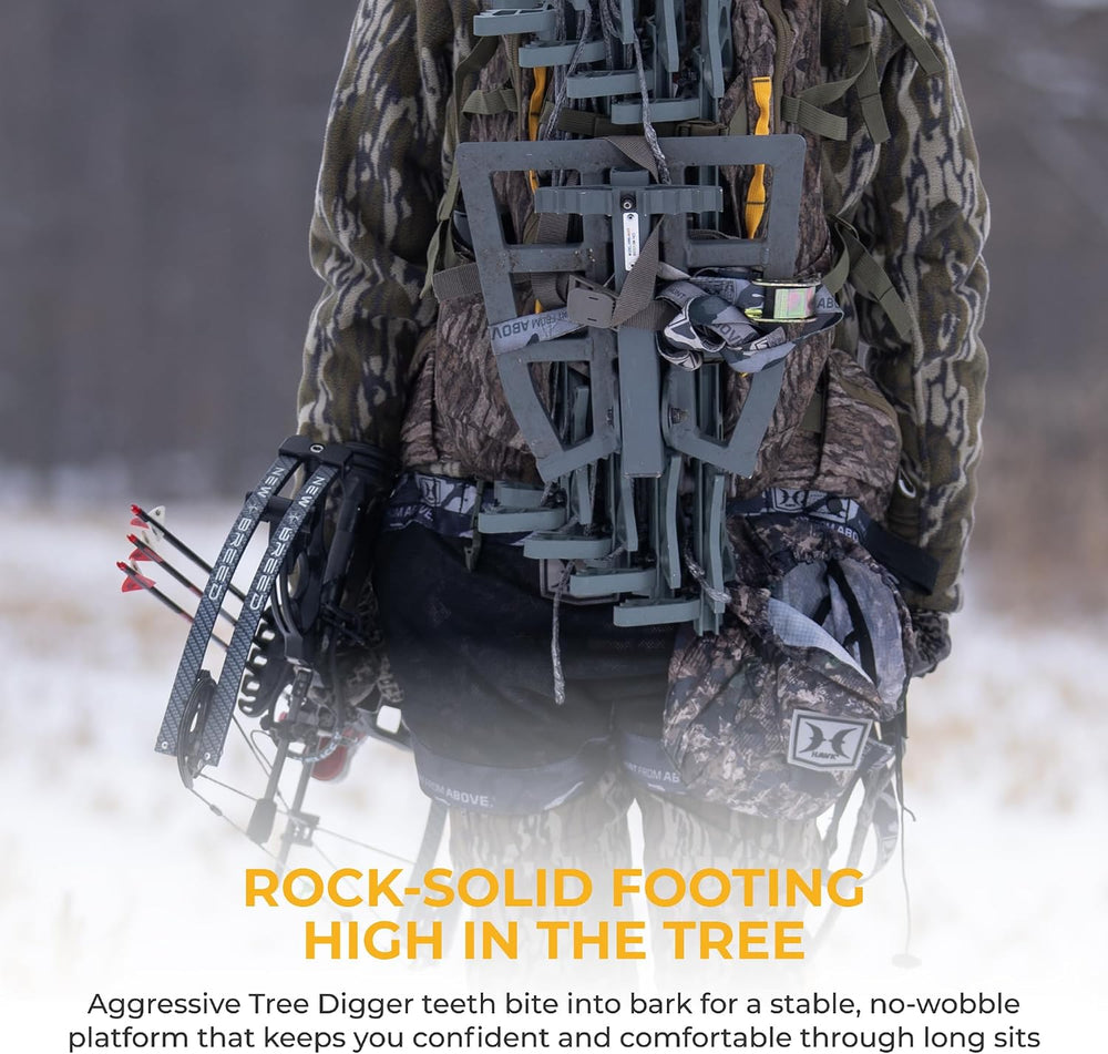 Hawk Full Platform Stand w/Silent Strap Attachment for Deer Hunting, Black