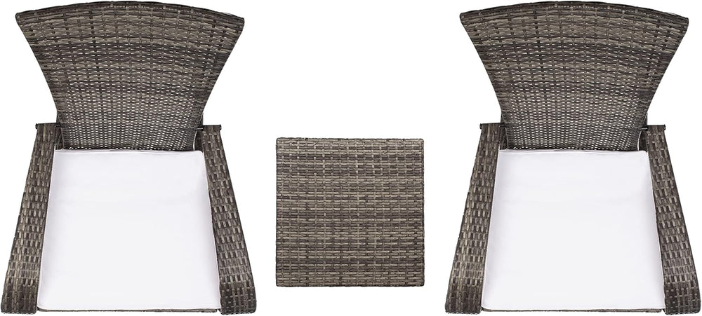 SAFAVIEH Outdoor - Edna 3-Piece Lounge Set - Grey Brown & White - Steel F...