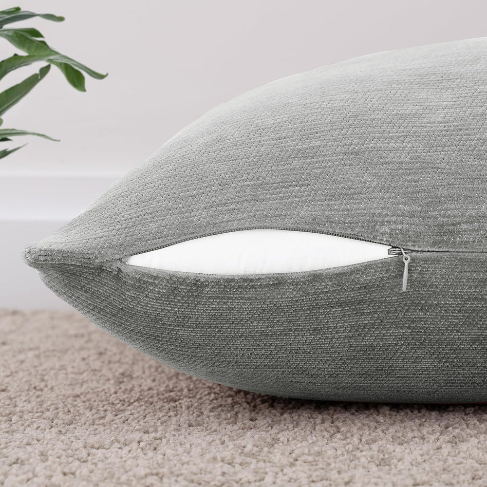 Set of 4 Grey Throw Pillow Covers 20x20 Inch, Neutral Boho Farmhouse Aestheti...