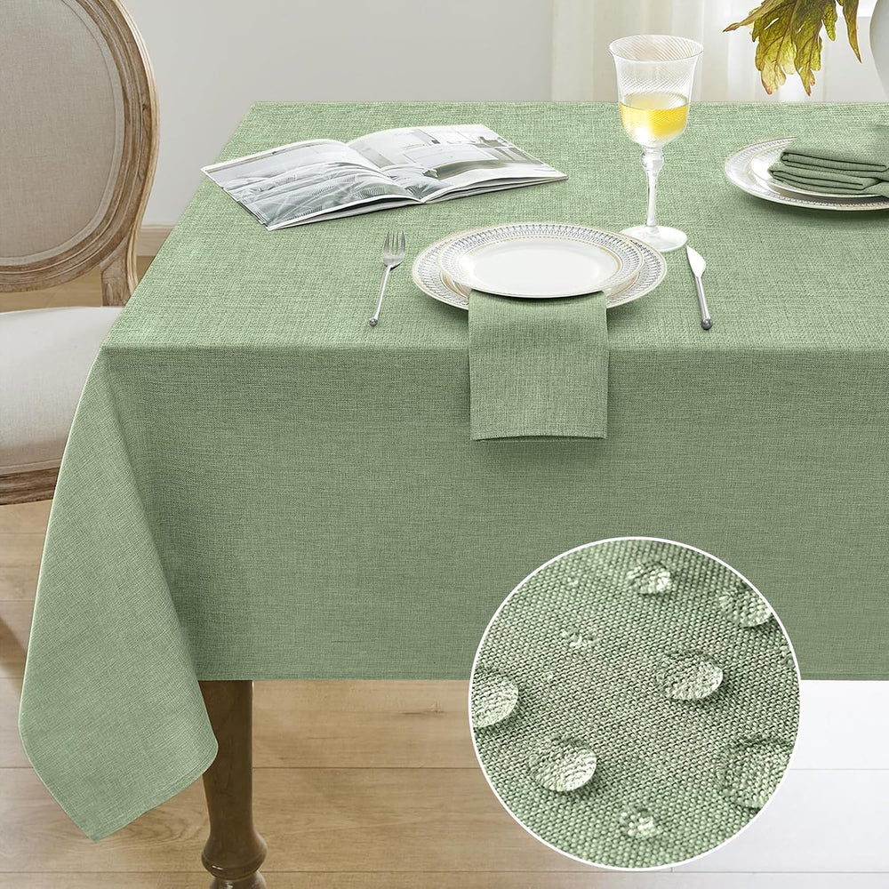 Softalker Extra Long Sage Green Table Cloth 144 x 60 inch Rectangular Faux Li...