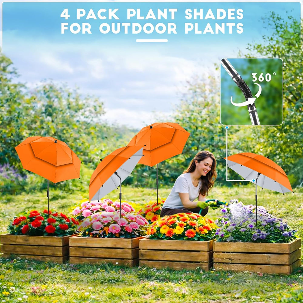 4 Pack 24.9" Double Canopy 47.2" Height Plant Umbrellas for Outdoor...