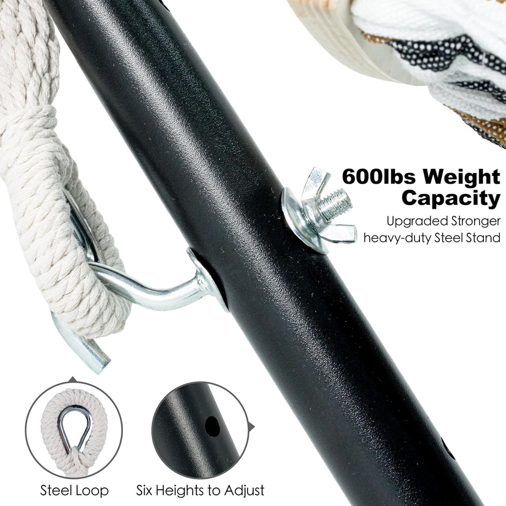 GAFETE Double Hammocks with Stand for Outside, Max 600lbs, (Coffee)