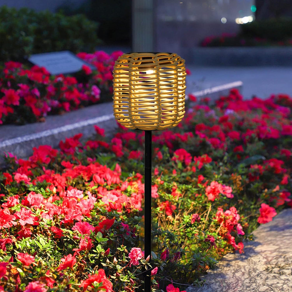 Livinlarge Solar Pathway Lights Outdoor Handmade Bamboo Weaving Garden Lights...