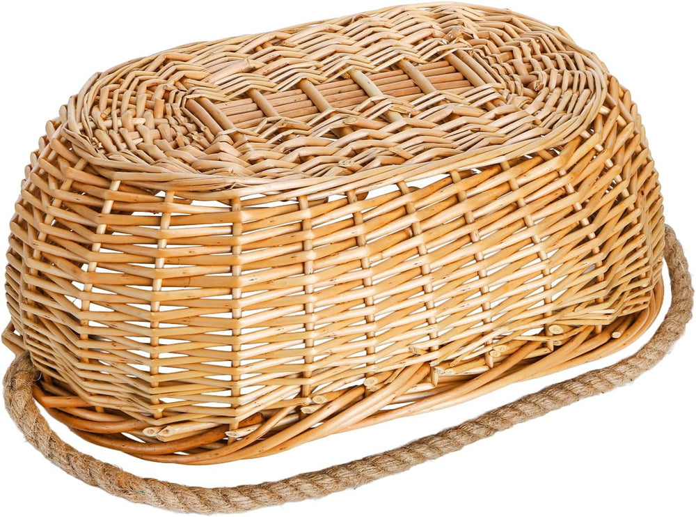 ZEAYEA Wicker Woven Basket with Jute Rope Handle, Large Garden Harvest Basket...