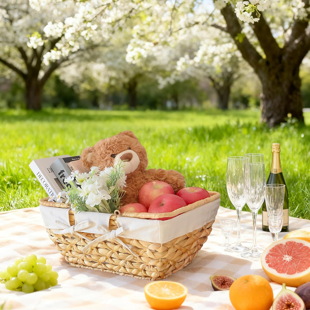 GYASVWU Wicker Picnic Baskets with Handles, Water Hyacinth Basket for Picnic,...