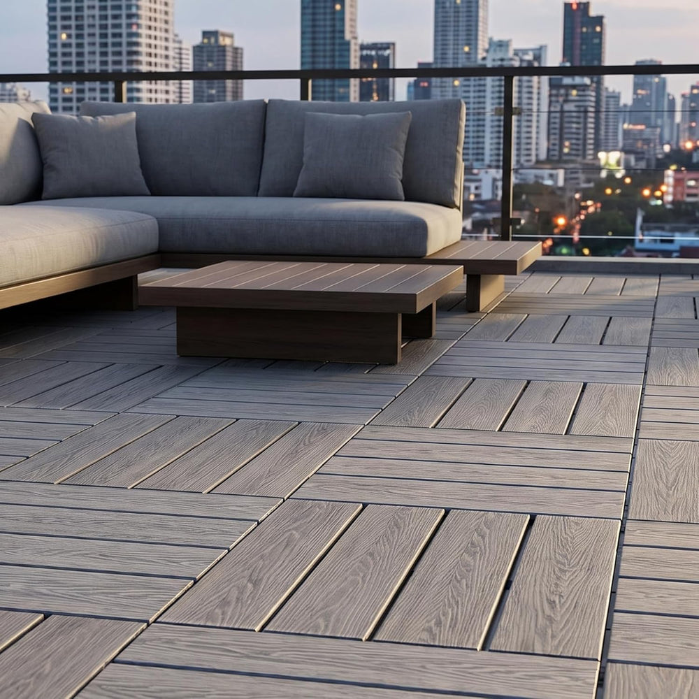 Modular Outdoor Flooring System, 22.6 x 22.6 in Raised Deck Platform, ASA Wea...