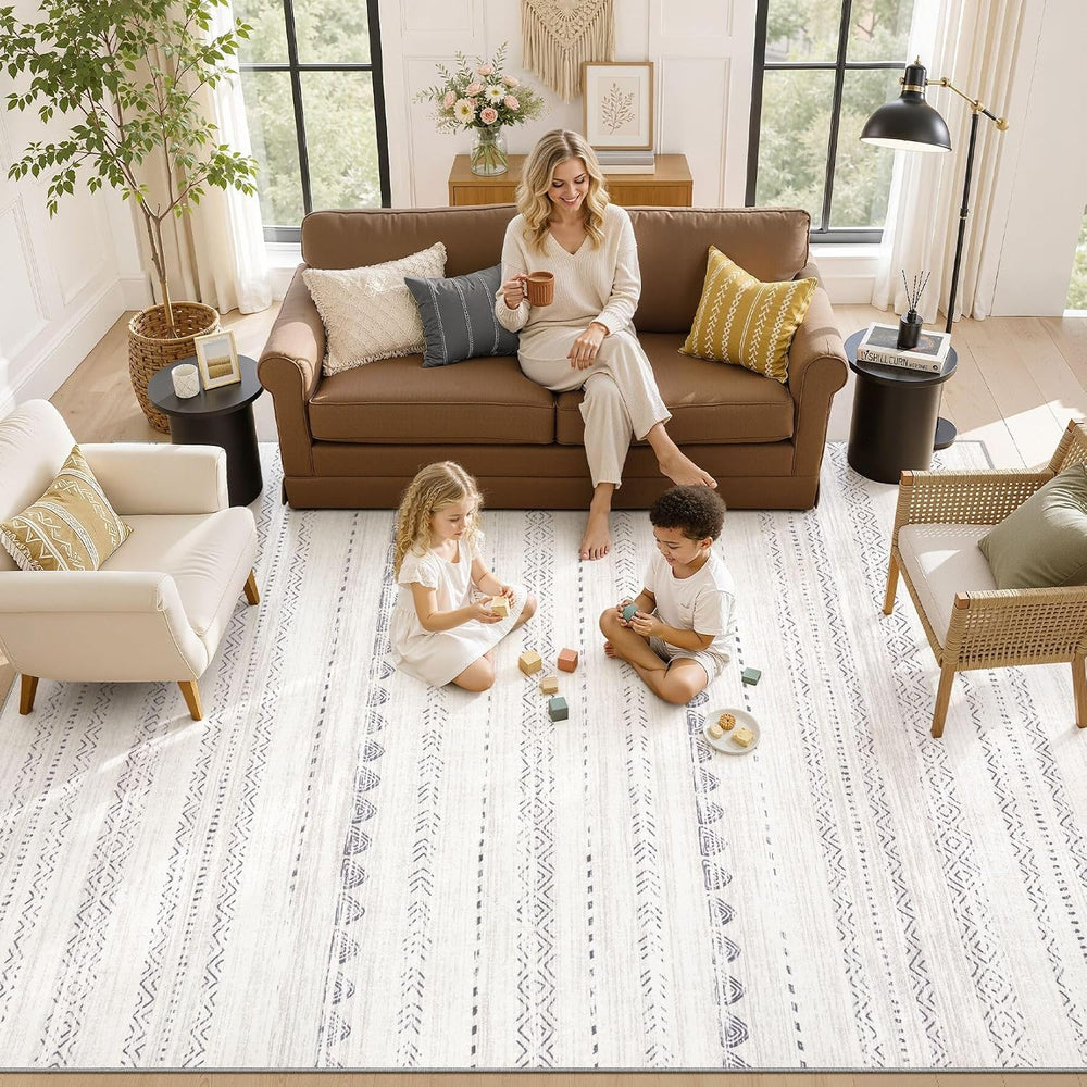 Nakagishi Boho 6x9 Area Rug Living Room Rugs Machine Washable Gray