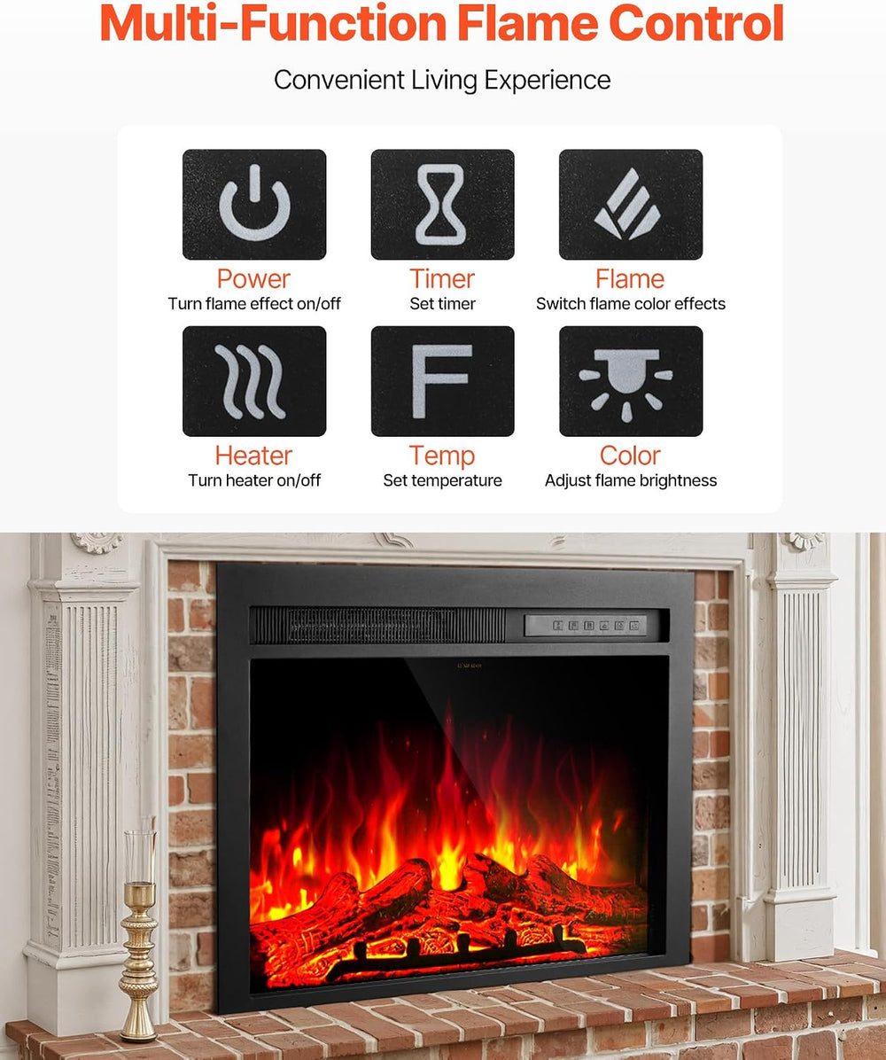VEVOR 40 Inch Electric Fireplace Insert, 5000BTU Recessed or Wall Mounted Hea...
