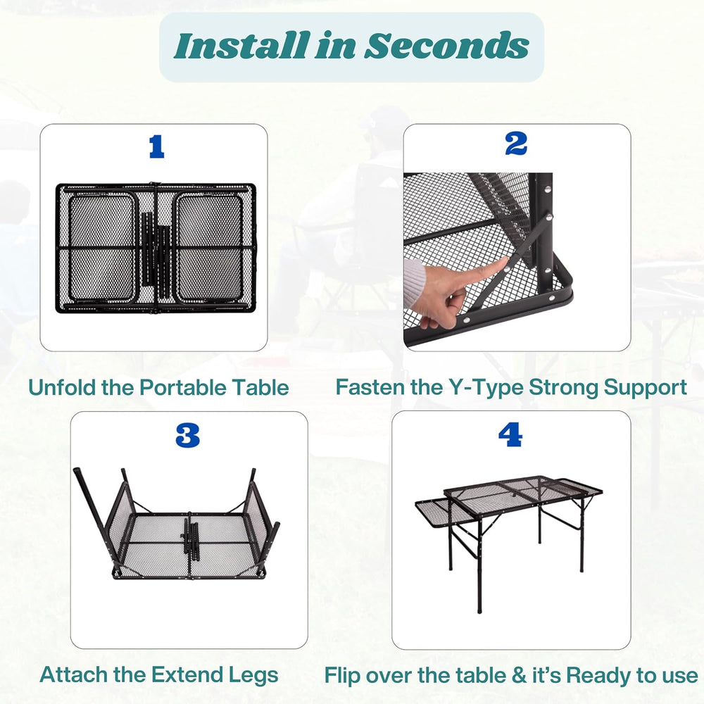 Folding Table w/ Carry Bag, Paper Towel Holder, Garbage Holder, Wing Panels, ...