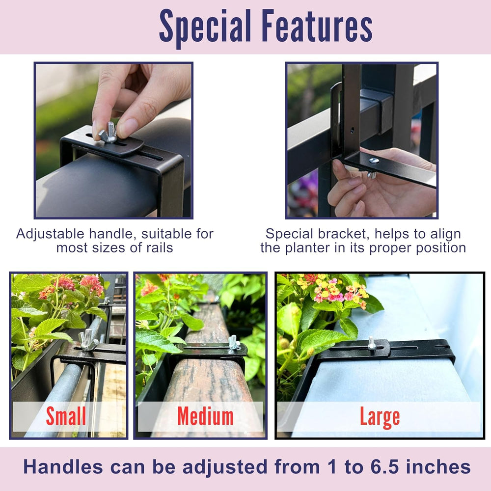 LaLaGreen Rail Planter for Balcony Outdoor (1 Pack, 40 Inch) Large Black Self...