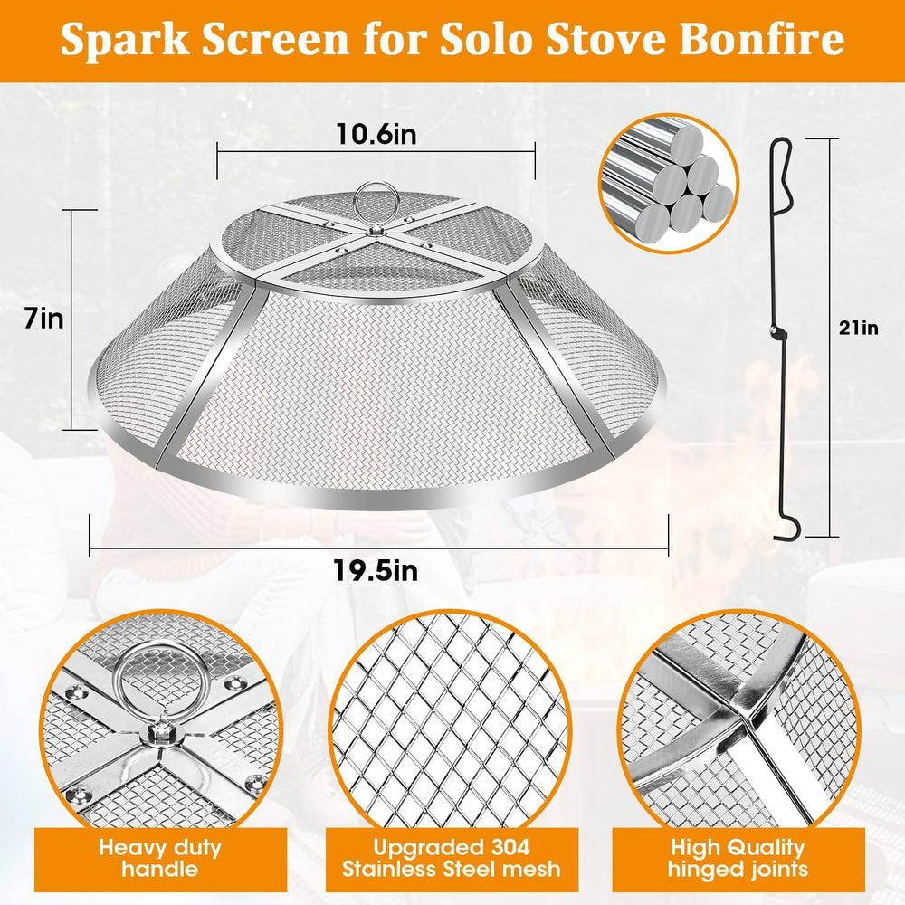 Fire Pit Spark Screen for Solo Stove Bonfire Shield 19.5inch,Stainless Steel ...