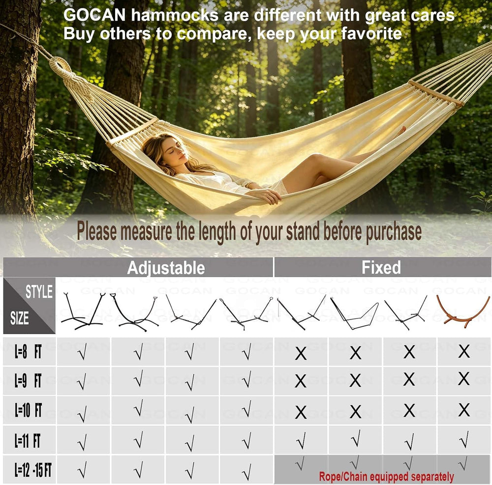GOCAN Hammock with Beams Large Outdoor Hammocks bedsize 220 x 150cm XXL