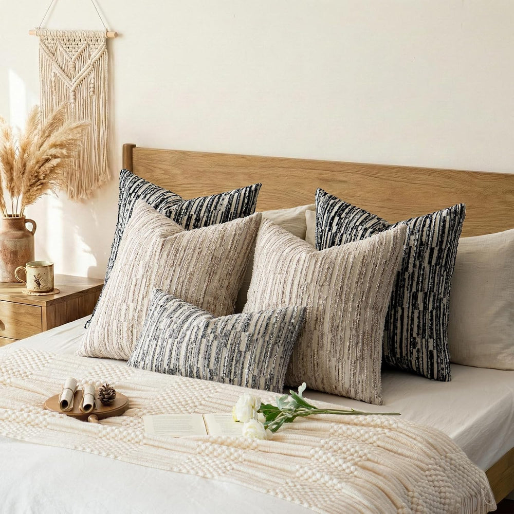 a moment Boho Striped Decorative Throw Pillow Covers 26"X26" Set of...