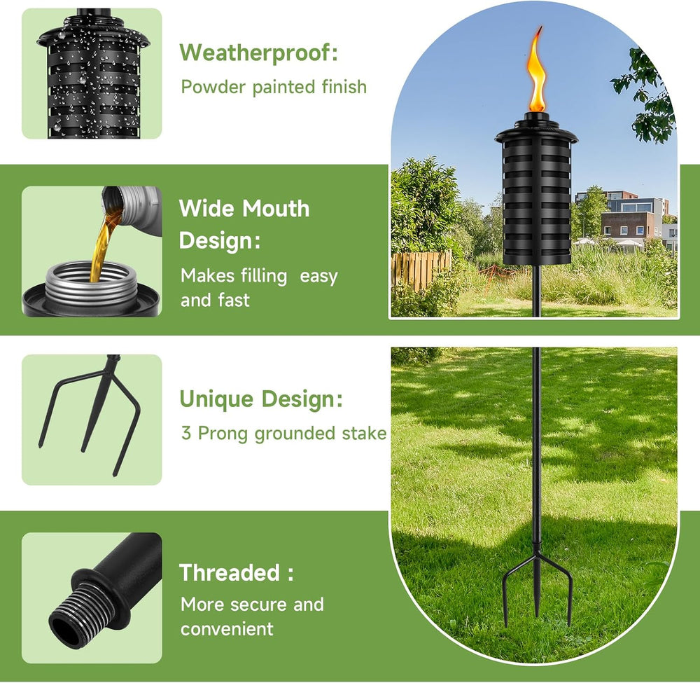 ZSZMFH 4 Pcs Metal Torch for Outside, 16oz Outdoor Metal Torch Garden Décor,5...