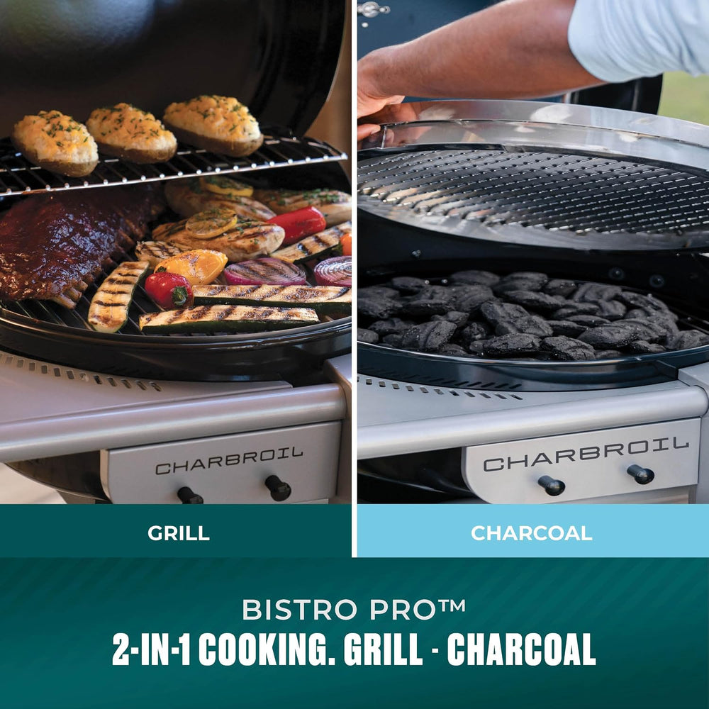 Charbroil Bistro Pro 2-in-1 Gas & Charcoal Grill with 240 Sq. In. Cooking...