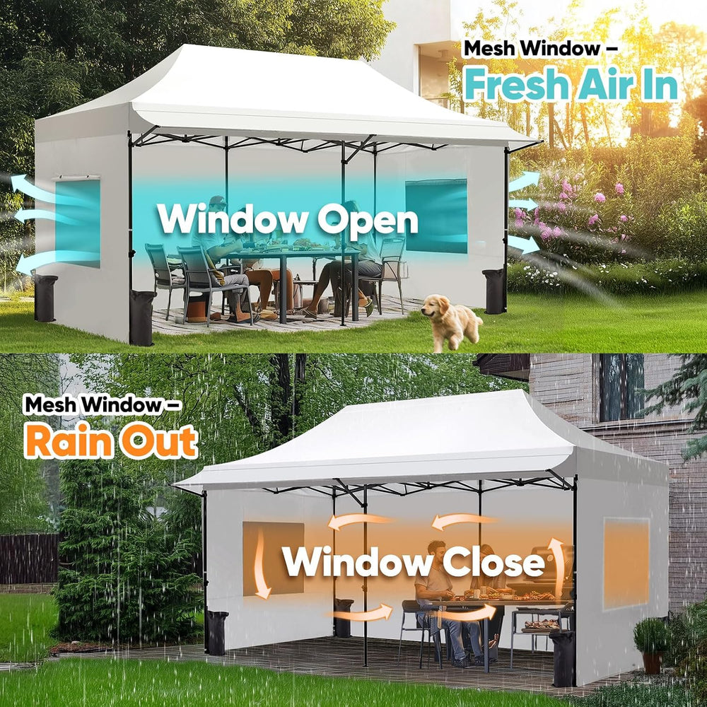 Quictent 10'x20' Heavy Duty Pop up Canopy Tent with 3 Removable Sidew...