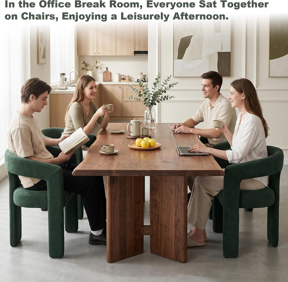 GNIXUU Green Barrel Dining Chair Set of 4, Modern Boucle Upholstered Dining R...