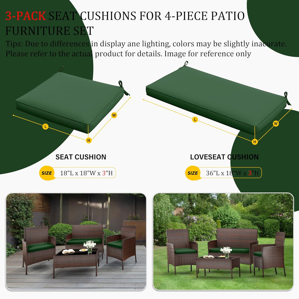 3 Pcs Outdoor Patio Chair Cushions,Waterproof Chair Pads,36x18x3,18x18x3