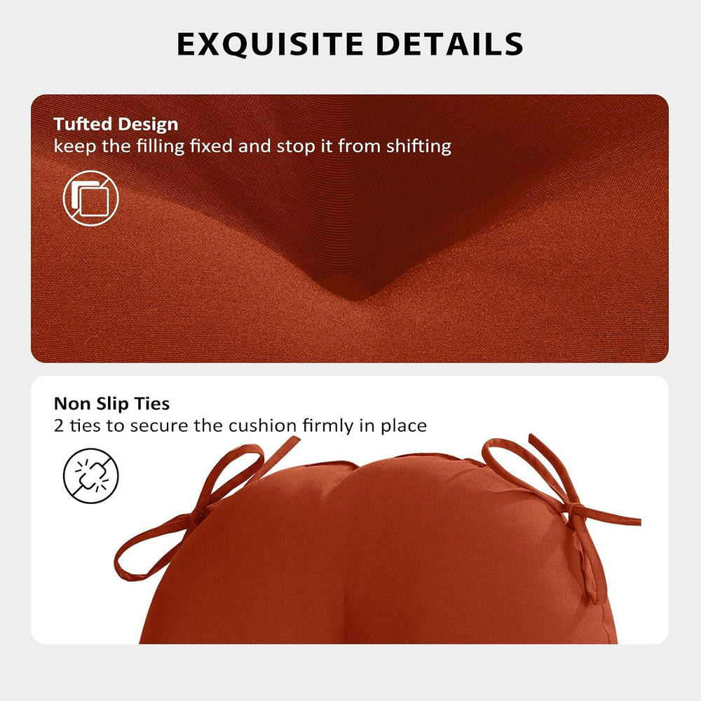 Round Outdoor Chair Cushions Set of 4, Tufted Bistro Chair Cushions with Ties...