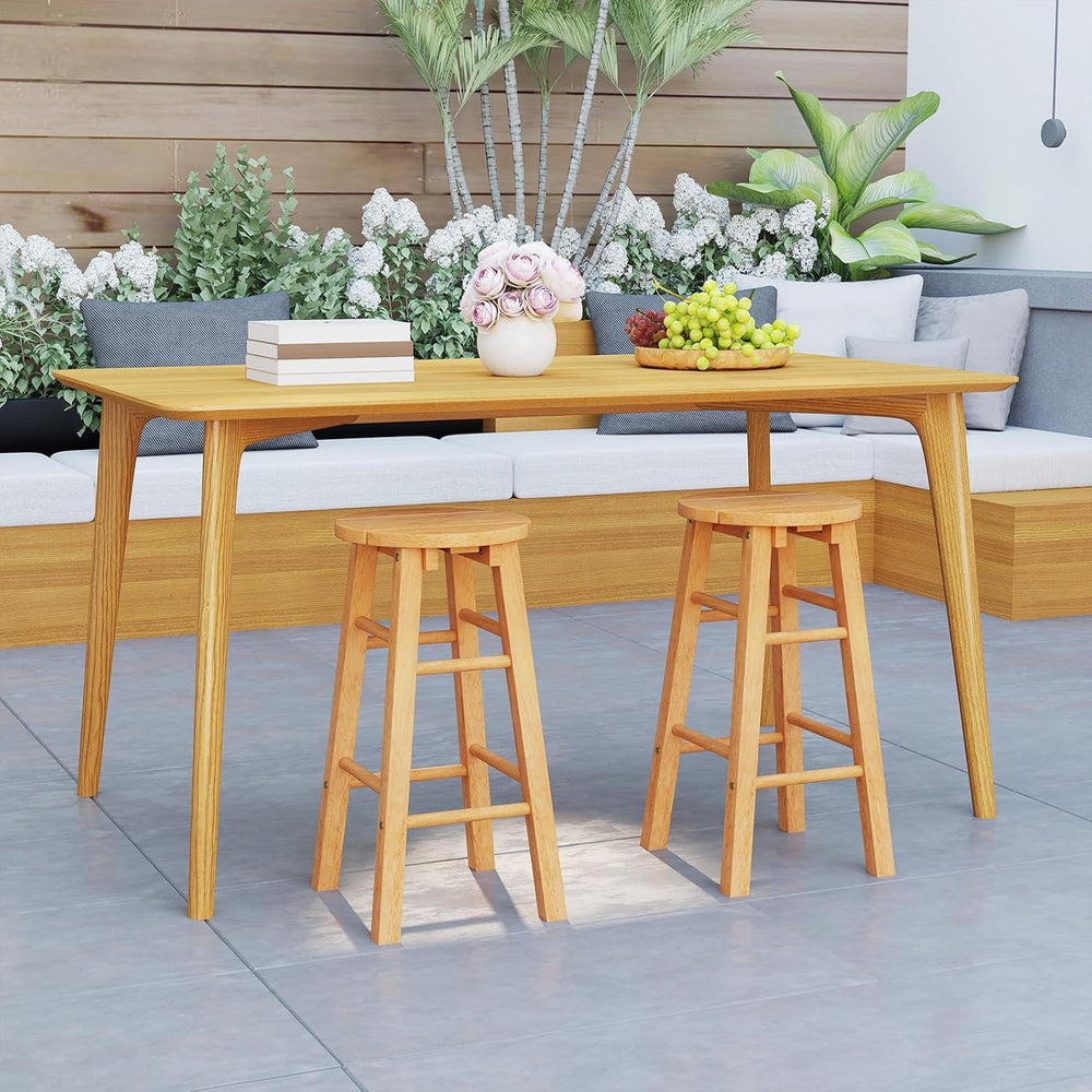 Tangkula Outdoor Wood Bar Stools Set of 2, Counter Height Backless Patio Bars...